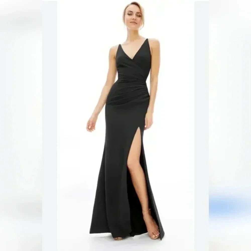 Dress the Population Jordan Black ruched dress XS NWT